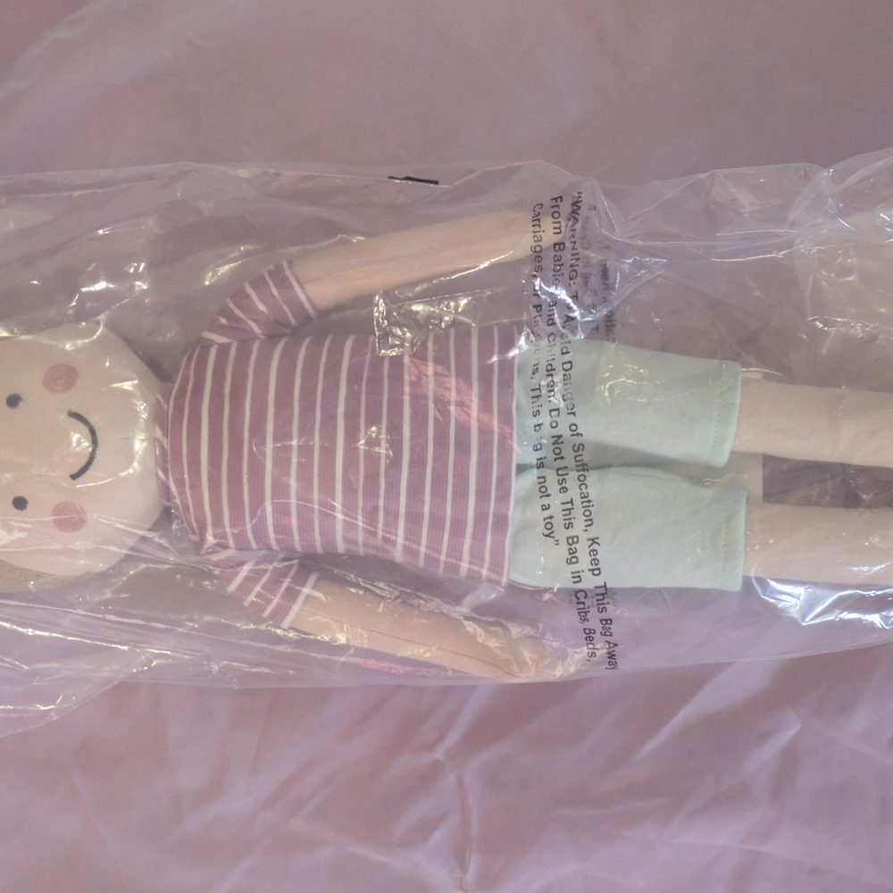 Striped Pink and White Doll